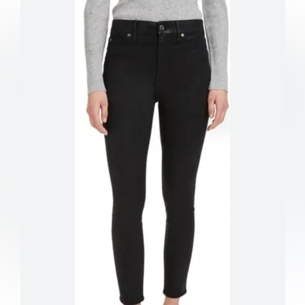 7 For All Mankind 'The Ankle' Skinny Black Jeans with Raw Hem on Ankles